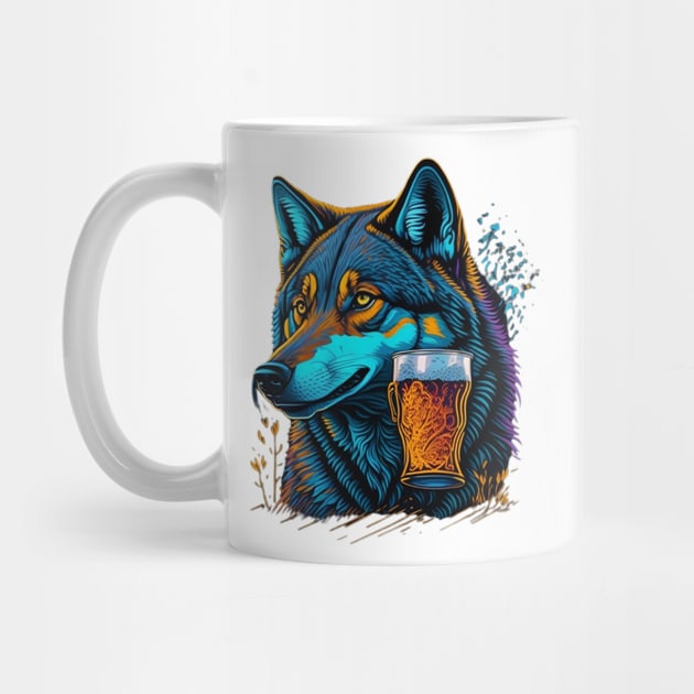 Wolf With A Beer Mug by likbatonboot